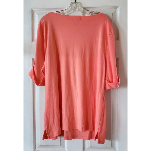 KAREN SCOTT WOMAN SHORT SLEEVE PEACH CORAL SHIRT SIZE 3X NWT - Picture 7 of 7